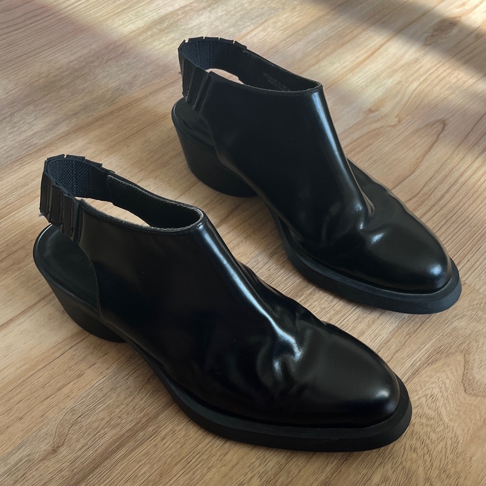 Camper Bonnie Black Leather Slingback Ankle Boots